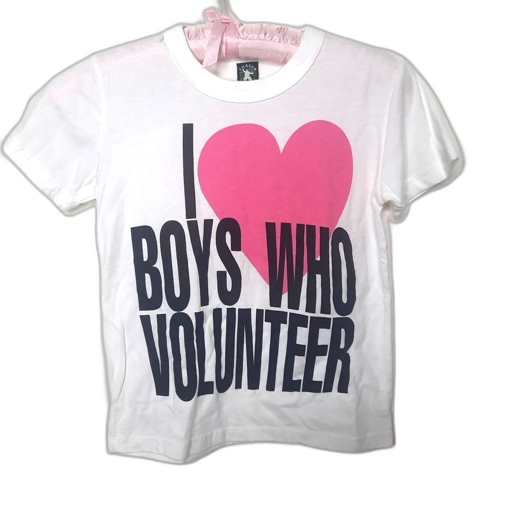 Chaser Girls White I Heart Boys Who Volunteer Graphic Tee Size 6